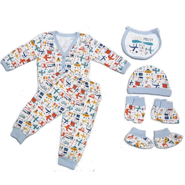 Baju Bayi Setelan Yobel Panjang SNI / Baju Set Celana Sarung Tangan Kaki / Piyama Bayi Set Newborn