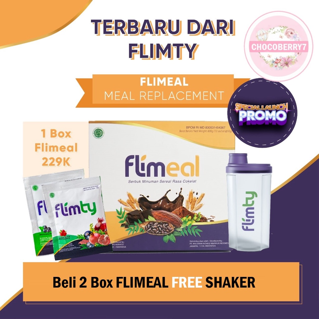 Flimeal Meal Replacement by Flimty Beli 2 Box Free Shaker