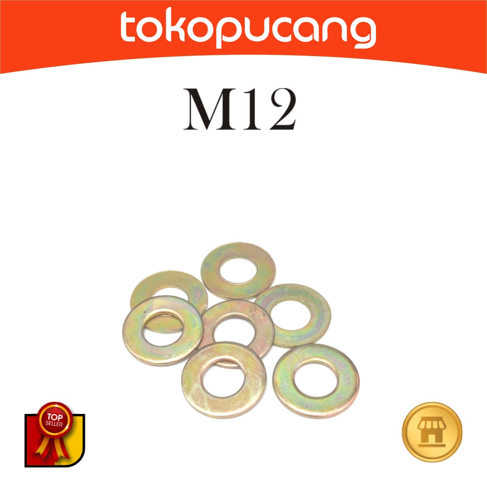 Ring plat besi M12 kuning (Flat Washer) Ring Plat M-12