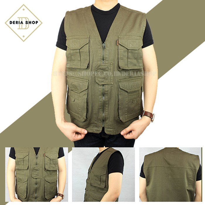 Rompi Pria Safety Casual Bahan Katun Kanvas Polos Anti Angin Dewasa Anak Jaket Motor Tactical Outdoo