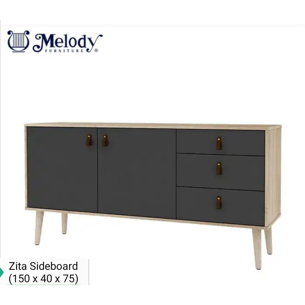 Sideboard Zita Melody Credenza Minimalis Classic Gray