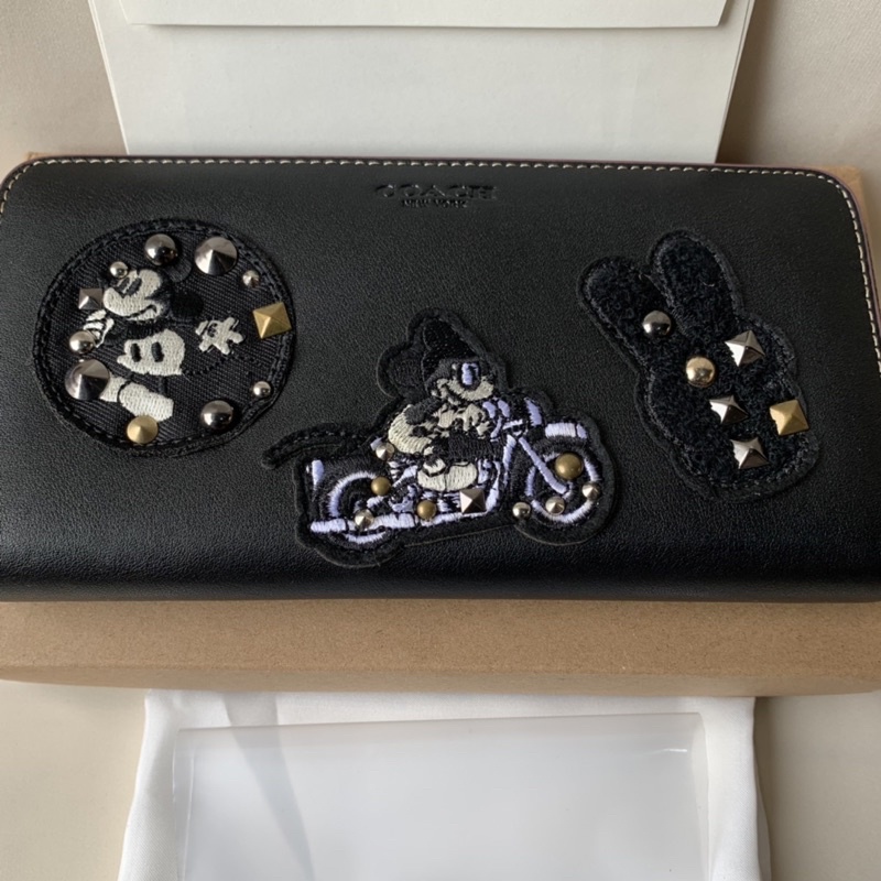 Coach Accordion Zip Wallet In Glove Cald Leather With Mickey Patches(F59340)