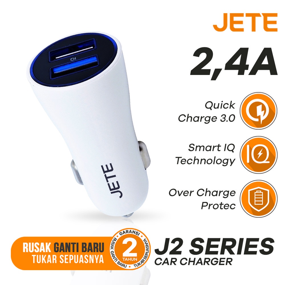 Car Charger | Charger Mobil Fast Charging Dual Output JETE J2 - Garansi 2 Tahun