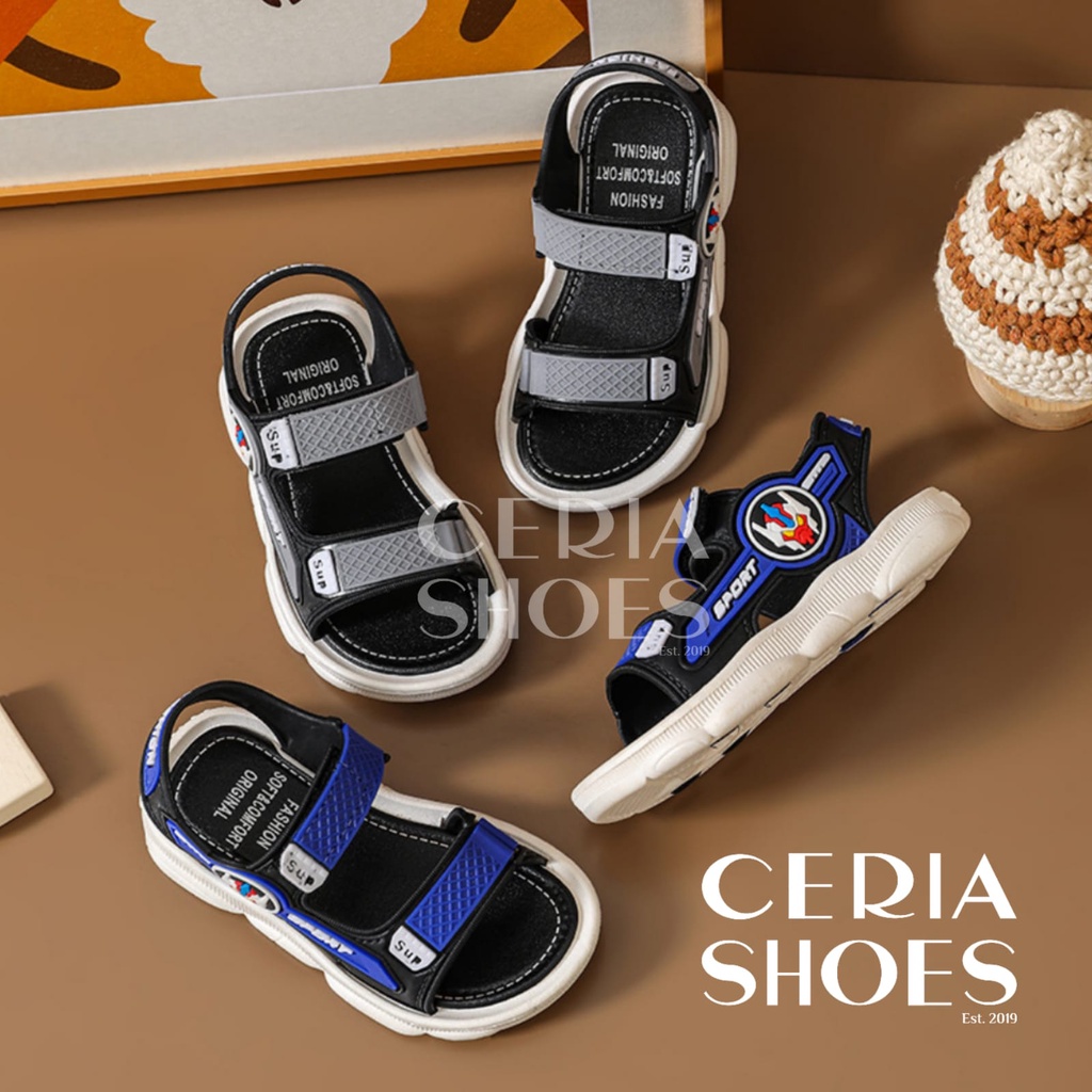 COD Sandal Gunung Anak 21-30 Sport Laki Laki Import Bahan Karet Empuk Elastis Anti Slip Sol Motif GUNDAM Baby Size