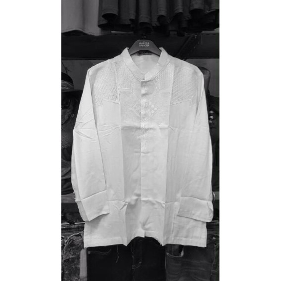 HM-2544 Baju Koko Putih Panjang  Busana Muslim Pria Murah