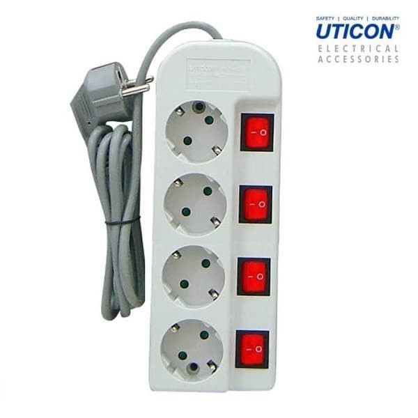 UTICON STOP KONTAK ARDE 4 LUBANG + SAKLAR TERSENDIRI + KABEL ST-1482SW