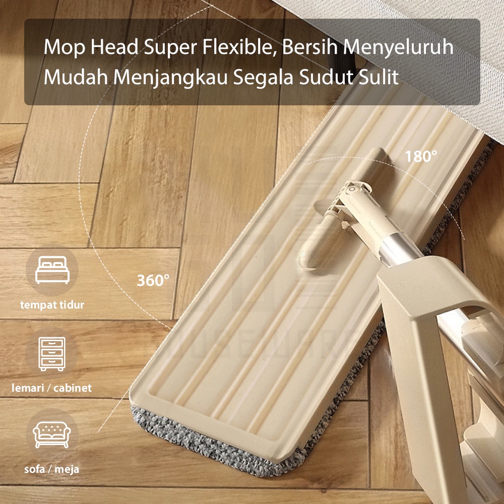 HUGO Alat Pel Lantai Ultra Mop Acline - Pel Lantai Tarik Cream Handsfree