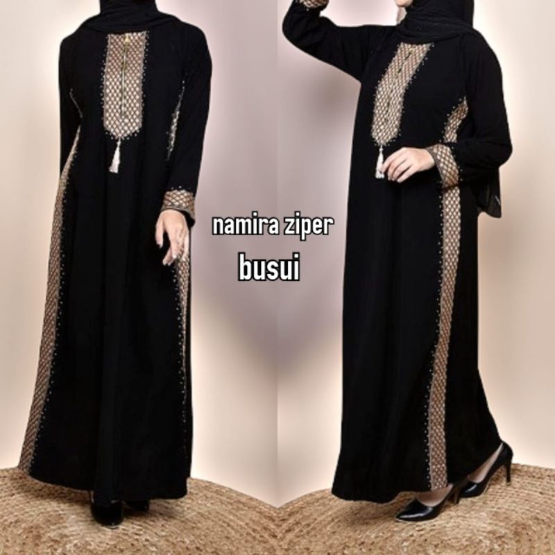 Gallery Exclusive Abaya Hitam Gamis Bordir Turkey Dubai Namira