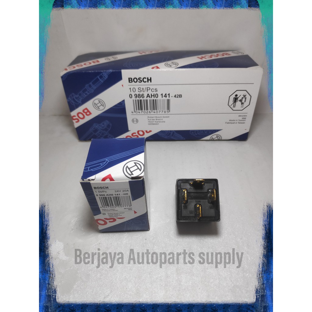 Relay BOSCH 24V 20A Kaki 4 / Relai Rilei Bosch 24 Volt 4 Pin  100% Asli Untuk Mobil