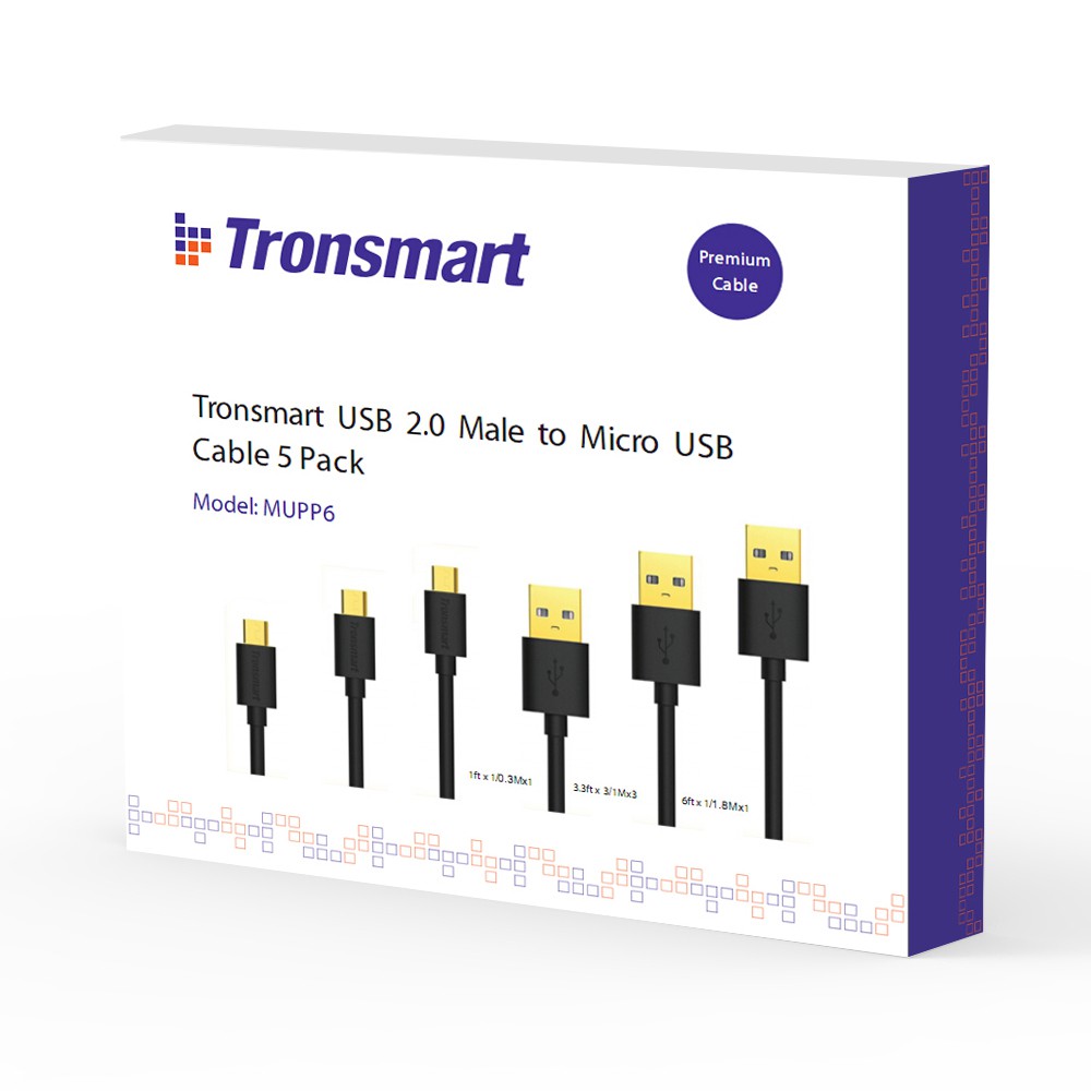 Tronsmart Kabel Fast Charging Micro USB to USB 2.0 - MUPP6 (5 PCS) - Black