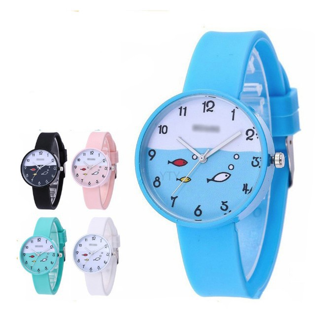 ✅Grosir Jam Senen - Jam Tangan Quartz Analog Korea Strap Silikon Warna Permen untuk Wanita / Jam Tangan Motif