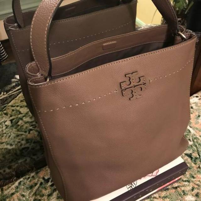 Tory Burch Mcgraw Hobo Leather Handbag silver maple totebag tote selempang slingbag original asli