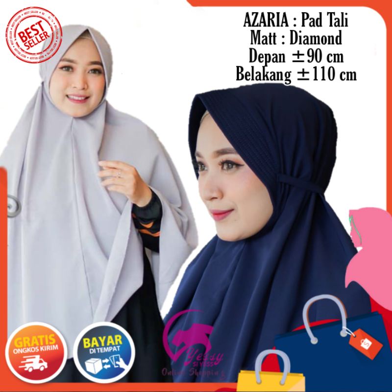 Khimar Syari Jilbab Tali Jumbo Kerudung Instant Azaria Pet Diamond Hijab Instan Murah Terbaru 2021