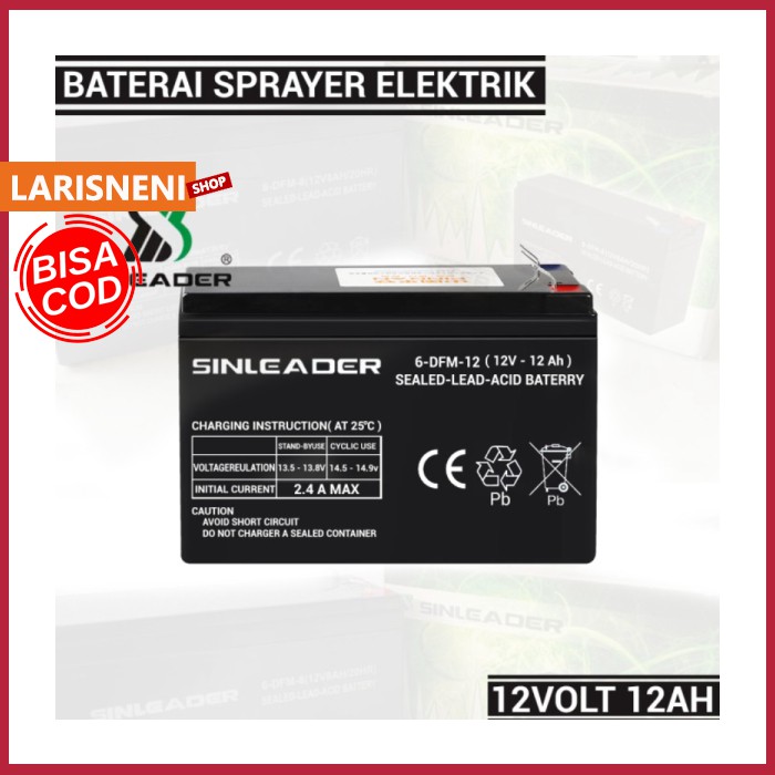 Baterai Aki Accu Sprayer Elektrik 12 volt 12 ah - SINLEADER BISA COD