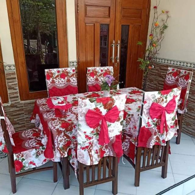 cover meja makan 6kursi