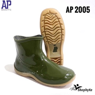 Sepatu Boots Karet Pendek Kecil merk AP 2005 Hijau Glossy Mengkilap