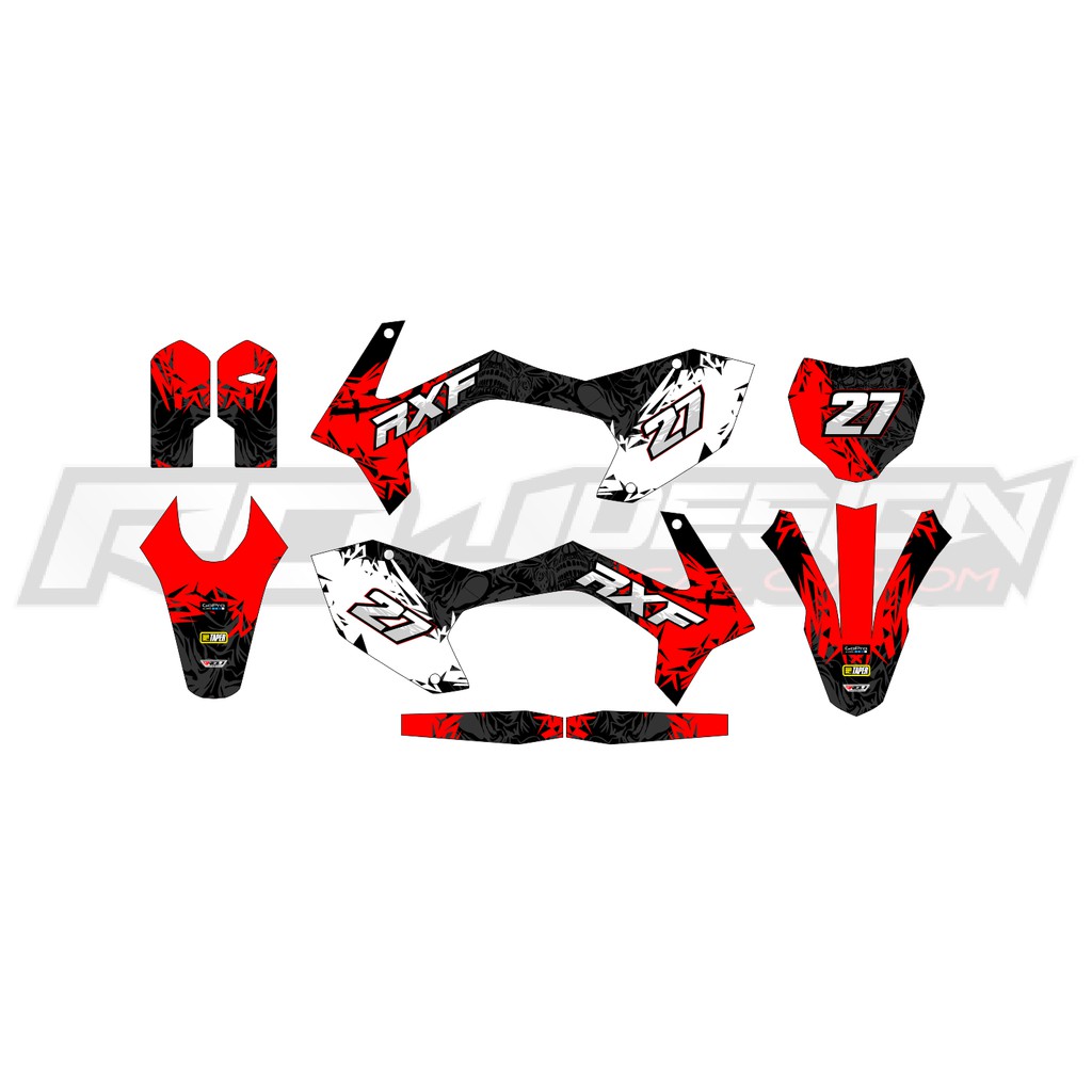 DECAL STICKER RXF 150 MINI TRAIL (001) DEKAL STIKER 125 FREERIDE HITAM ABU MERAH KUNING HIJAU BIRU T