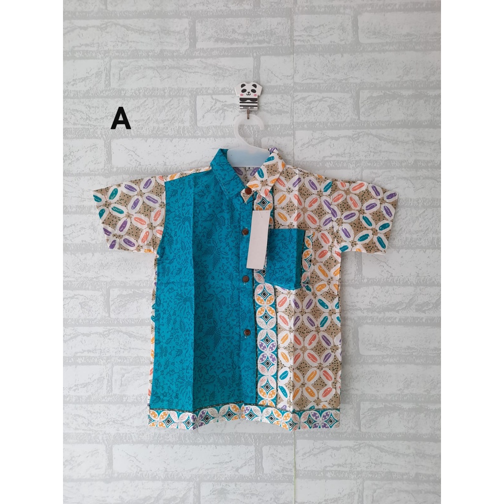 Seragam batik anak Kemeja batik Hem anak pria  motif kawung