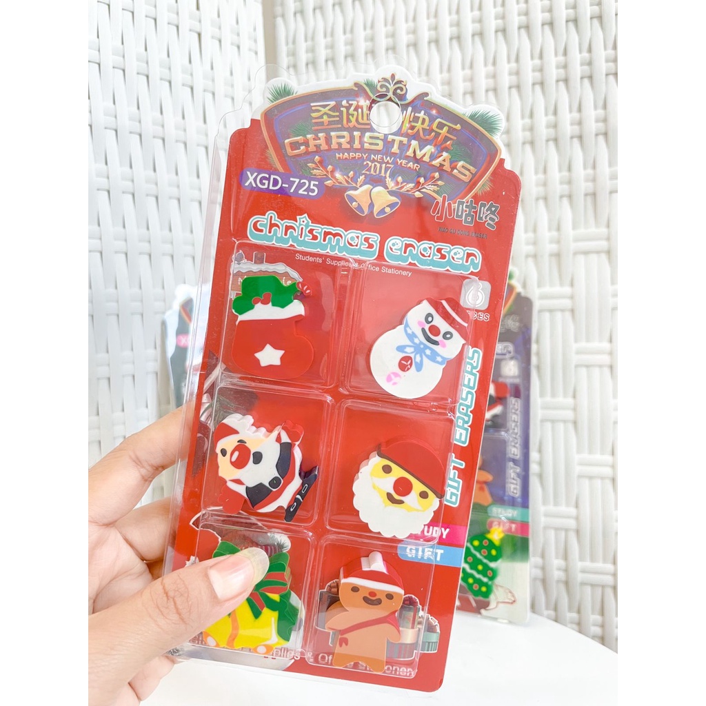 

PENGHAPUS NATAL GEPENG SET 6 PCS CHRISTMAS ERASER HAPUSAN READY GROSIR COD MURAH