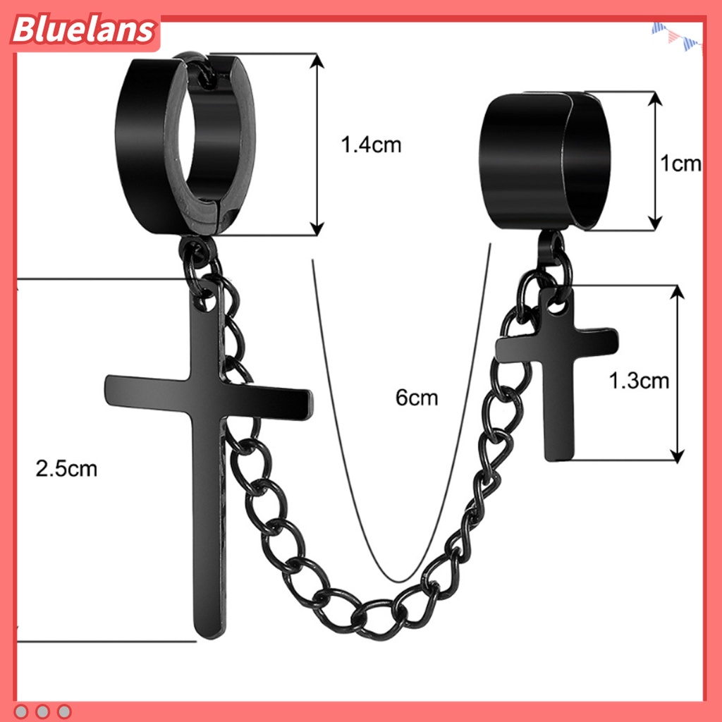 1 Pc Anting Rantai Rumbai Salib Bahan Logam Gaya Punk Hip-Hop Untuk Pria