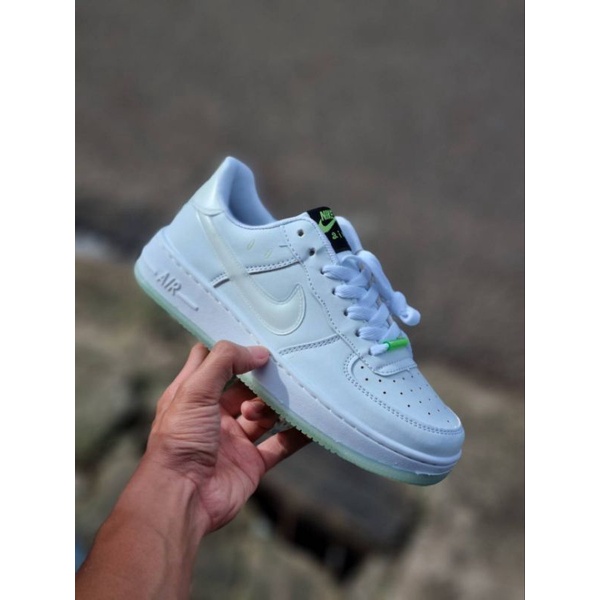 Sepatu • Air Force 1 Low Swoosh Glow In The Dark Kualitas Import