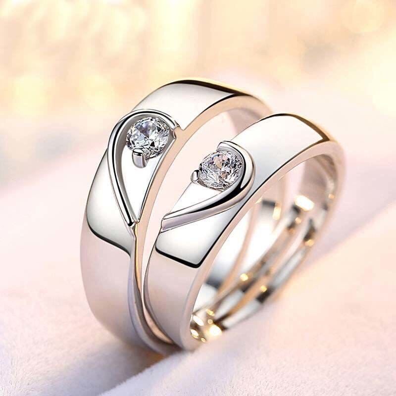 Cincin Berlian Bahan Stainless Steel 925 Dapat Disesuaikan Untuk Pria Dan Wanita