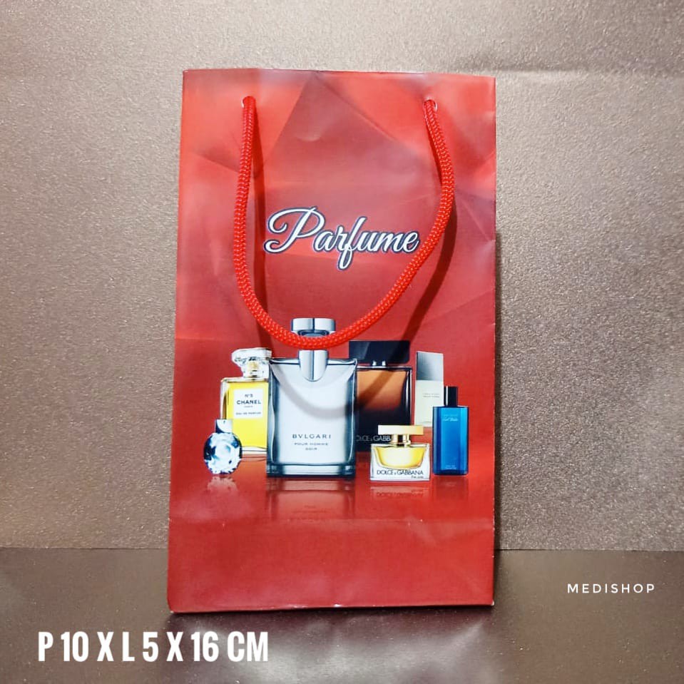 

paper bag parfum refill isi ulang bahan kertas warna motif P10xL5xT16 cm
