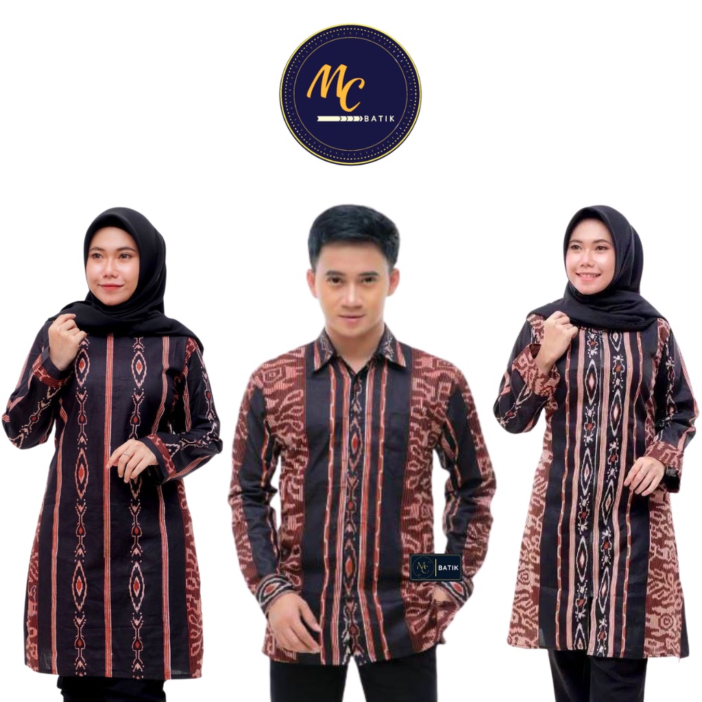 MCbatik Couple | Couple Batik Tunik Kemeja Lengan Panjang Terbaru M L XL XXL Jumbo