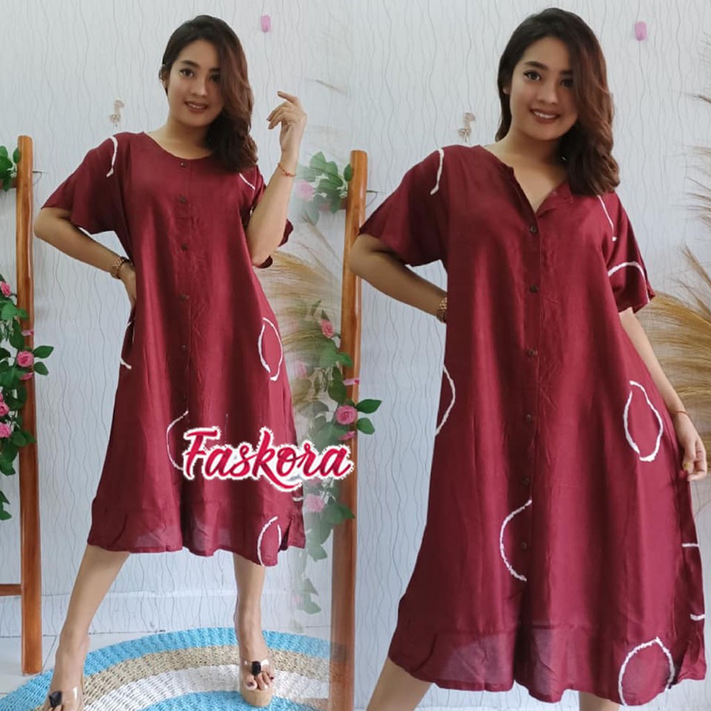 Daster Jumbo Busui Kekinian Manda Sibori / Daster Bali Busui Kancing Depan / Baju Daster Jumbo Baru