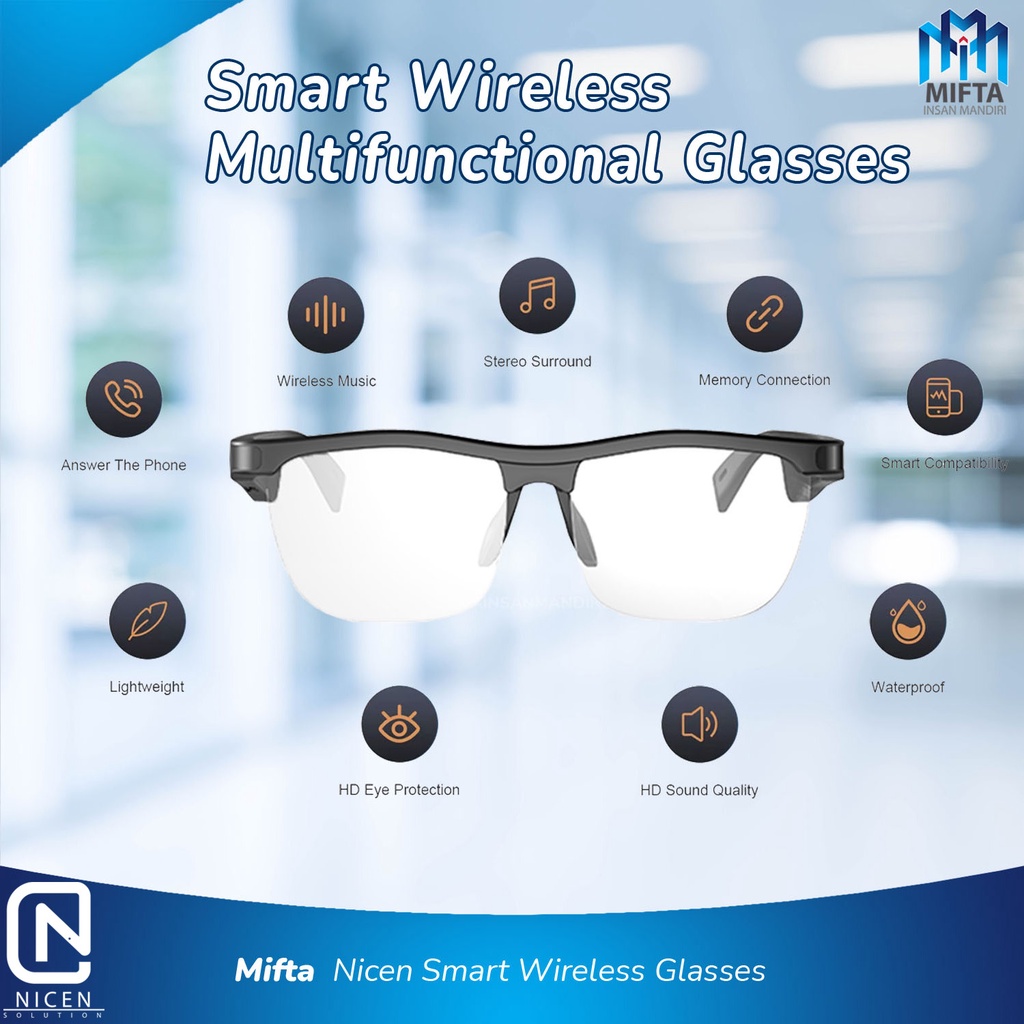 NICEN SMART SUNGLASSES WIRELESS BLUETOOTH STEREO / KACAMATA PINTAR