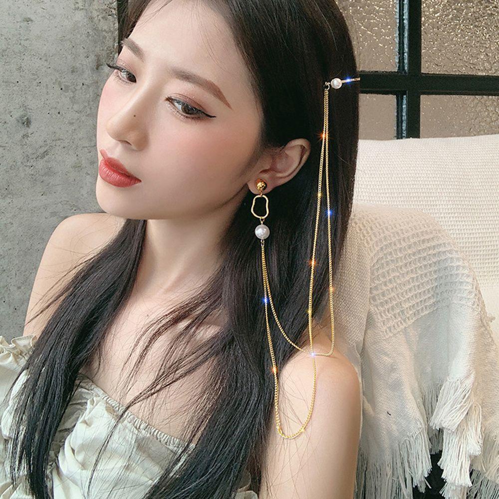 Mxbeauty Mutiara Menjuntai Anting Elegan Tidak Teratur Jepit Rambut Pesta Dengan Klip Rambut Perhiasan Pernikahan Ear Studs