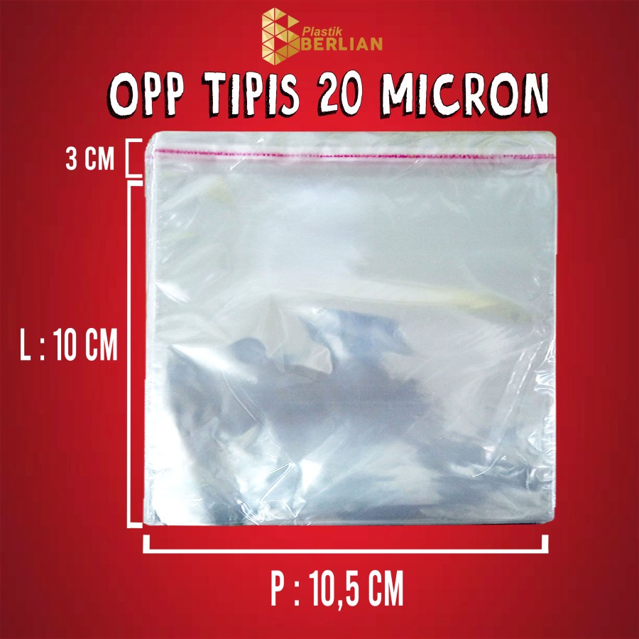 

10,5 x 10 cm Plastik OPP TIPIS (100 lbr) lem/seal