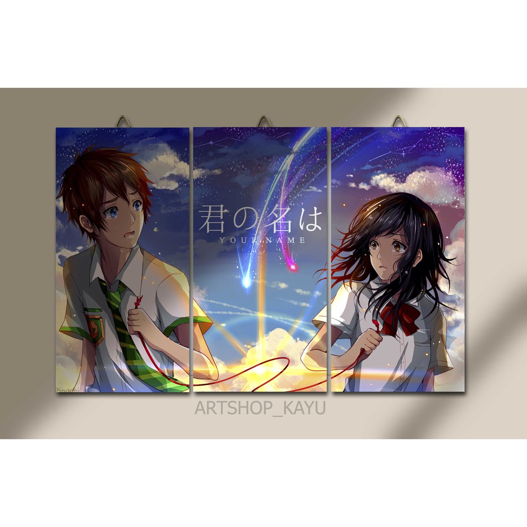 Hiasan dinding Pajangan KIMI NO NAWA / YOUR NAME Poster Kayu / dekorasi dinding / dekorasi kamar