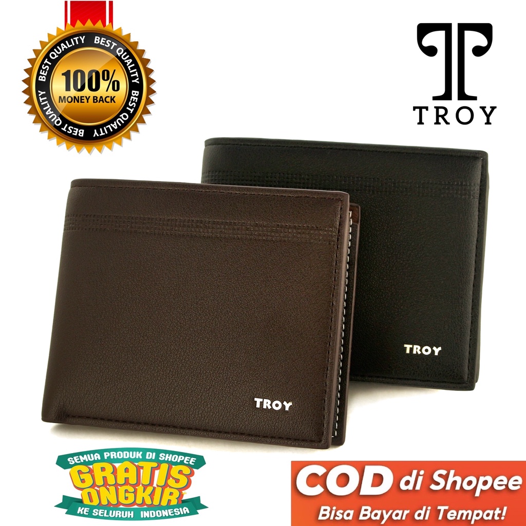 TOKOKOE - Dompet Pria model Lipat bahan Kulit Vegan Original dengan Kotak Premium - Troy Xoho