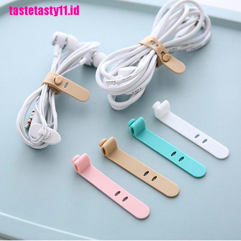 【TTID】Silicone Data Cable Organizer Headphone Cord Finishing Buckle Wrap Tie St