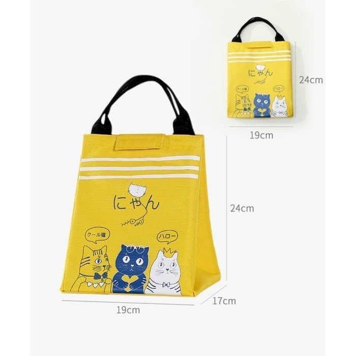 Japanese Cooler Bag Souvenir Lucu Kucing Cat Lover Insulated Karakter Tas Bekal