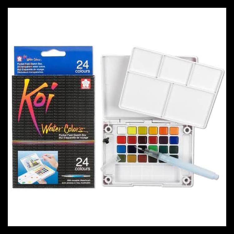 

New Produk Set 24 Sakura Koi Watercolor Pocket Field With Brush