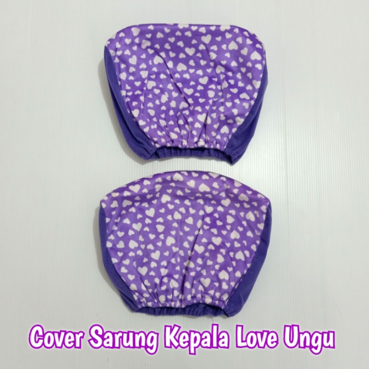 Bantal Mobil - Cover Sarung Sandaran Kepala Kursi Mobil Motif Print Love Ungu
