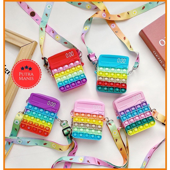 Tas Selempang slempang Dompet mini Anak Wanita Pop it Popit Calculator Pop id Popid Viral kekinian