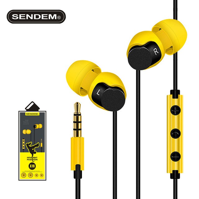 Earphone SENDEM X16 Headphones With Microphone 3.5mm StereoBass Sporty