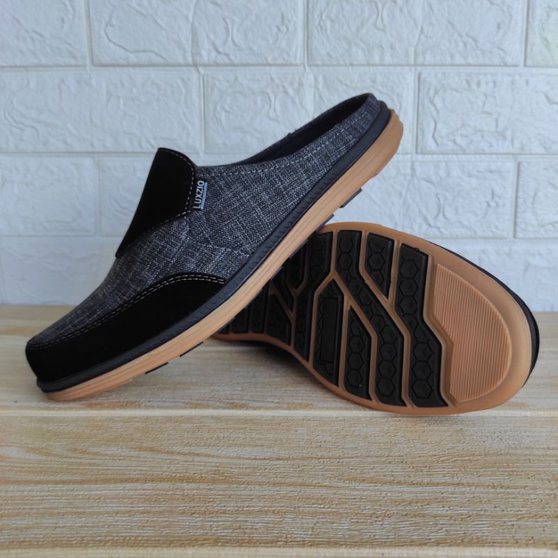 Bustong Pria Kulit Sintetis Premium Kasual Slip On Cowok Sol Karet Lentur Suede