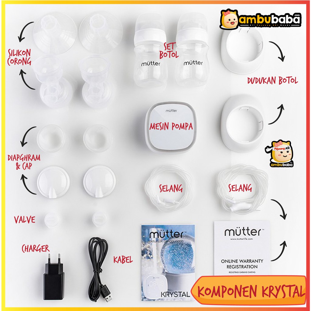 MUTTER KRYSTAL Pompa ASI Elektrik Double Breast Pump