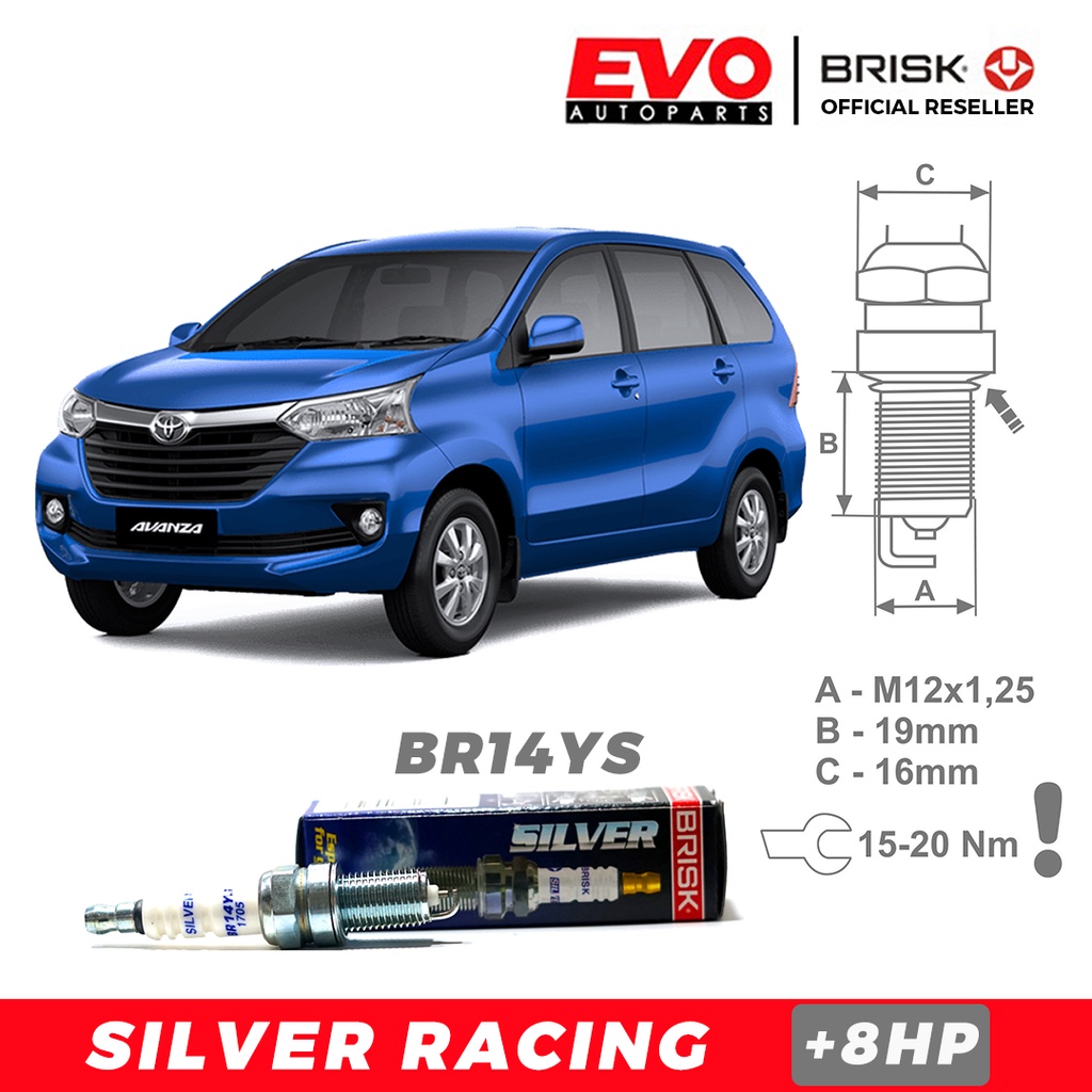 Busi BRISK Silver Racing BR14YS untuk Mobil Toyota Avanza VVTi