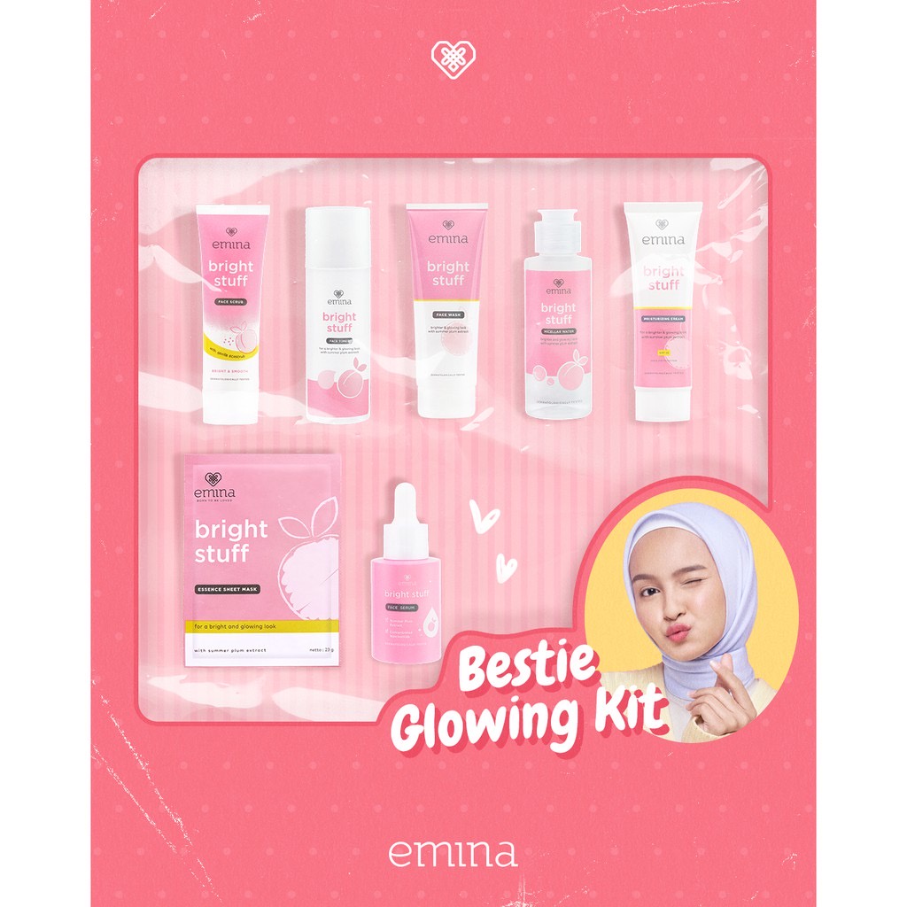 EMINA Bright Stuff Tone Up Cream Indonesia / Pelembab Wajah 20ml / With Summer Plum Extract / UVA UVB / Brighten Skin Tone &amp; Fade Dark Spots / Mencerahkan Instan Pelindungan Sinar UV / Skincare Face Sun Care Facial Day Night / Treatment Perawatan Series