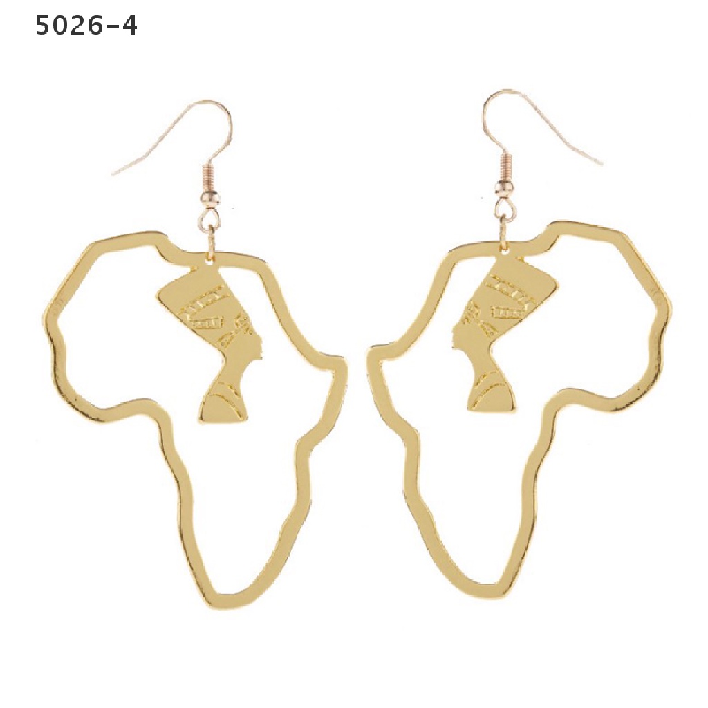 5026-4 Anniyo Gold Color Egyptian Queen Nefertiti Earrings African Eardrop Earrings 5026-4