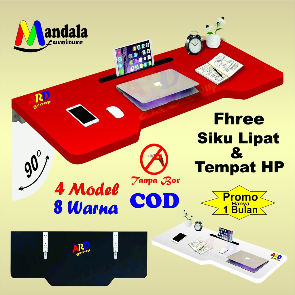 (120*50) Meja Lipat Dinding / Meja Belajar Tempel Dinding /Rak Dinding Serbaguna / Floating Desk Rua