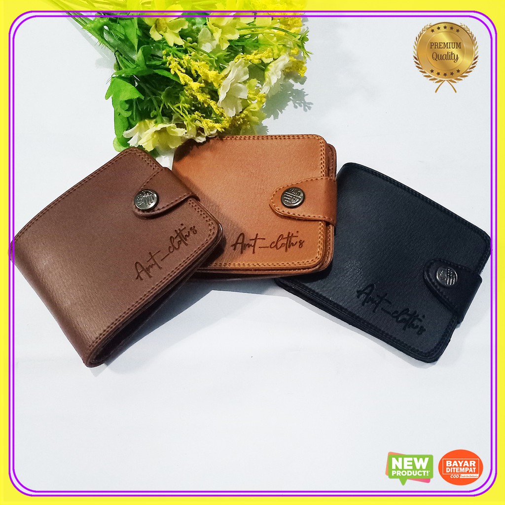 dompet pendek pria kancing original bahan sintetik terbaru premium berkualitas