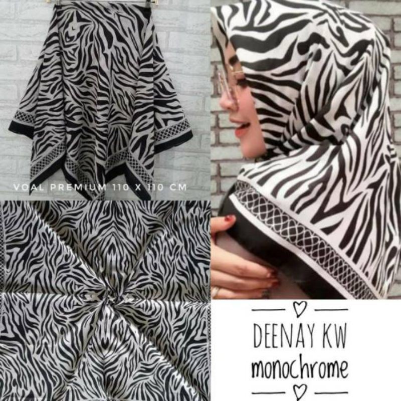 Promo Hijab Segi Empat Voal Motif Zebra Kerudung Square Printing terbaru