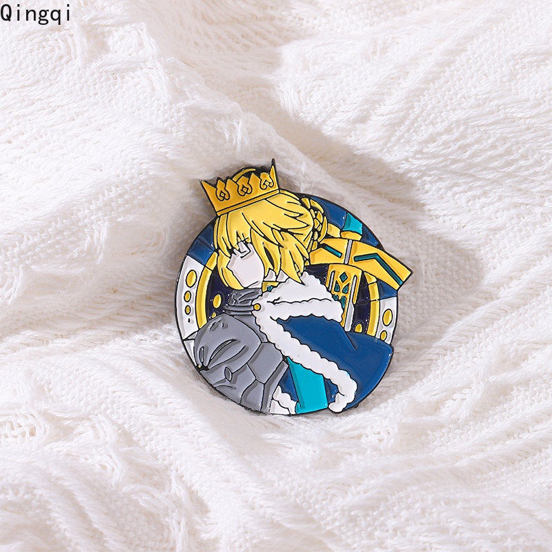 Bros Pin Enamel Desain Kartun Game The Holy Grail War Fate Stay Night Saber King Untuk Fans