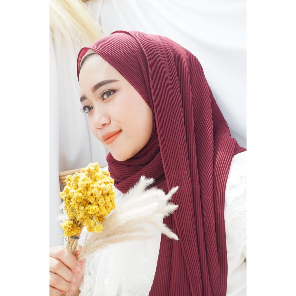 PLEATED SHAWL / PASHMINA FULL PLISKET-Maroon